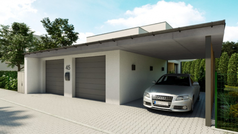 New modern garage with parking space
